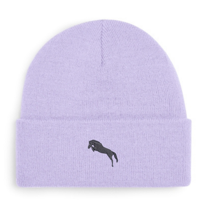 Heytoki Beanie aus Bio-Baumwolle in Lavender mit gesticktem Pferdemotiv