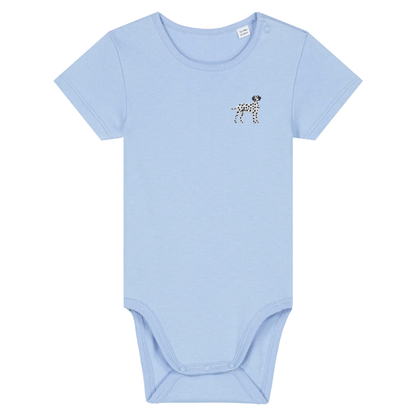 Heytoki Baby-Body in Blue Soul (Hellblau) mit gesticktem Dalmatinermotiv