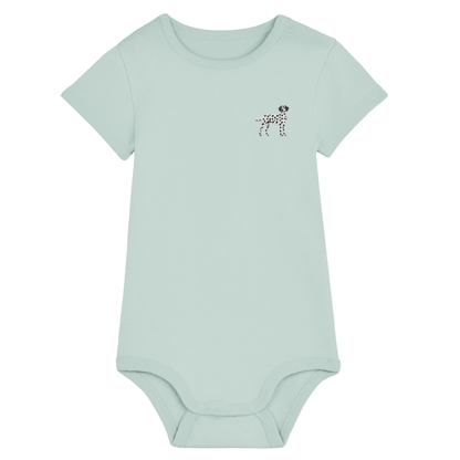 Heytoki Baby-Body in Caribbean Blue mit gesticktem Dalmatinermotiv