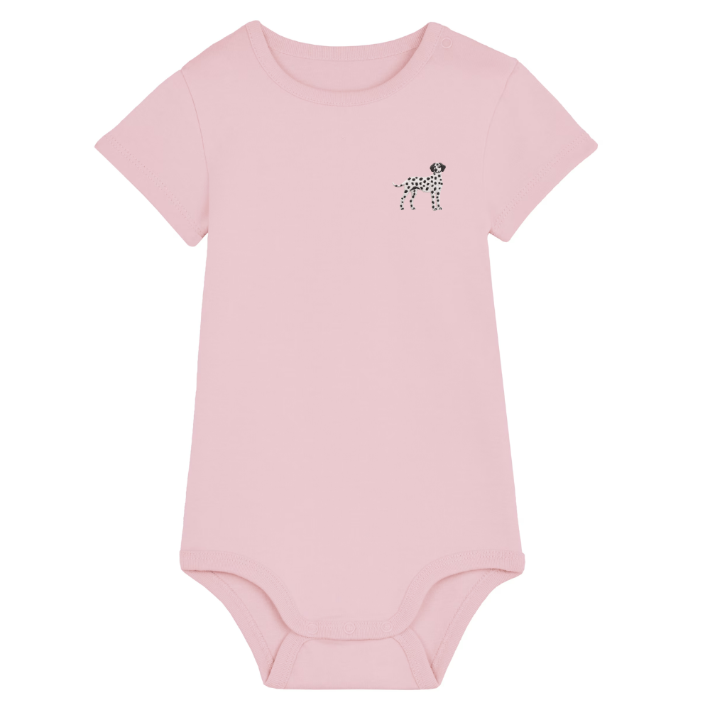 Heytoki Baby-Body in Cotton Pink (Rosa) mit gesticktem Dalmatinermotiv