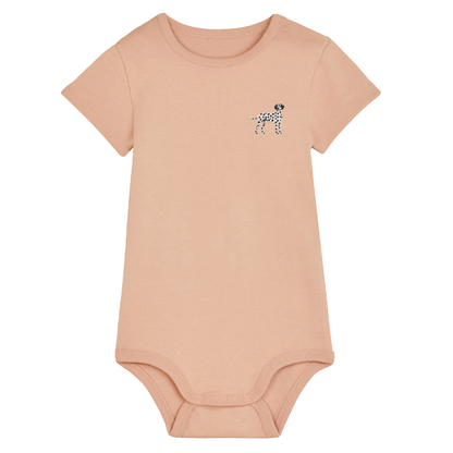 Heytoki Baby-Body in Fraiche Peche (Pfirsich) mit gesticktem Dalmatinermotiv