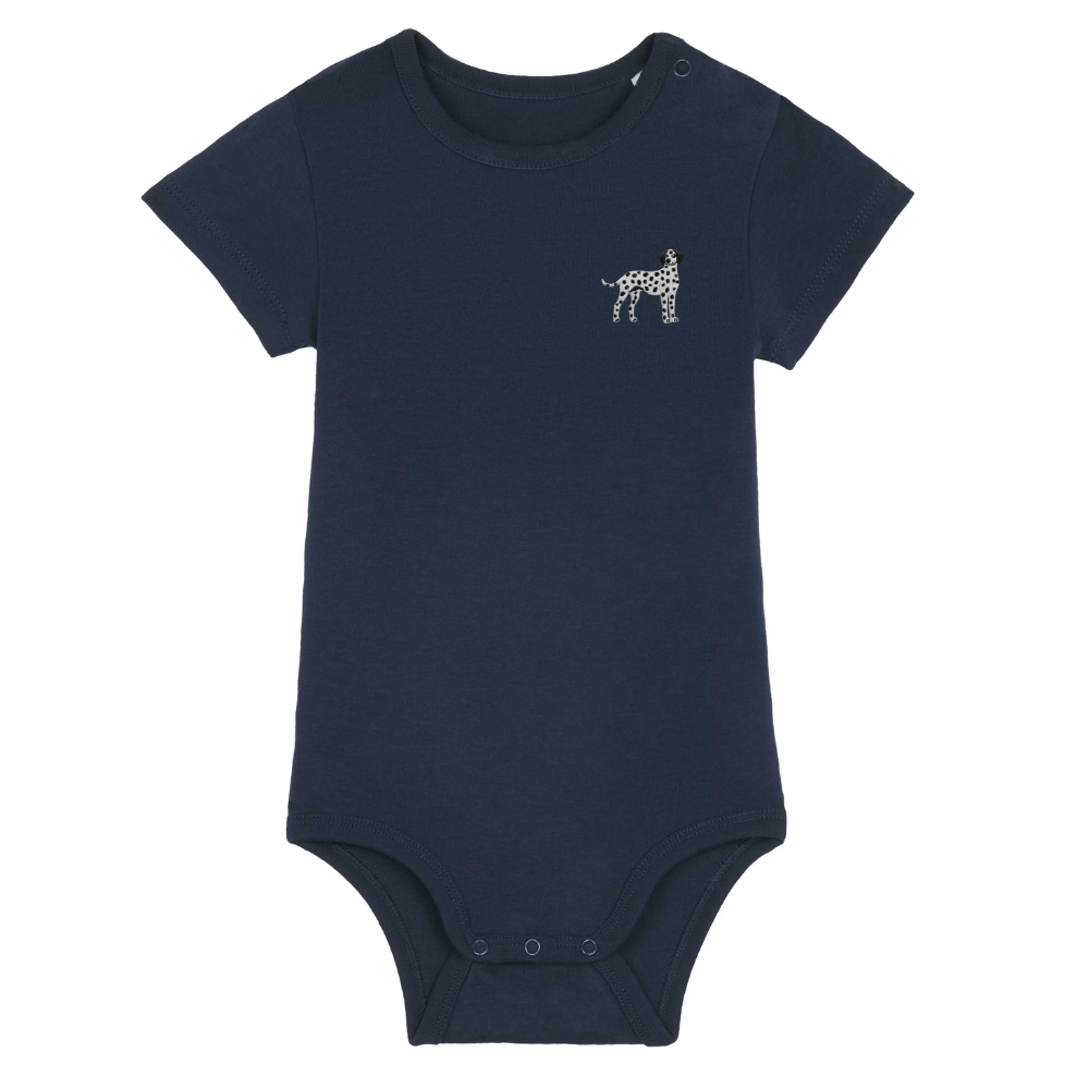 Heytoki Baby-Body in French Navy (Dunkelblau) mit gesticktem Dalmatinermotiv