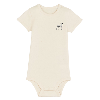Heytoki Baby-Body in Natural Raw (Naturweiß) mit gesticktem Dalmatinermotiv