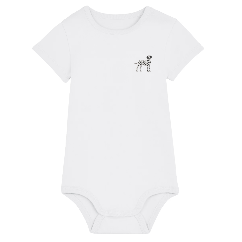 Heytoki Baby-Body in Weiß mit gesticktem Dalmatinermotiv