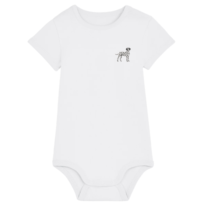Heytoki Baby-Body in Weiß mit gesticktem Dalmatinermotiv