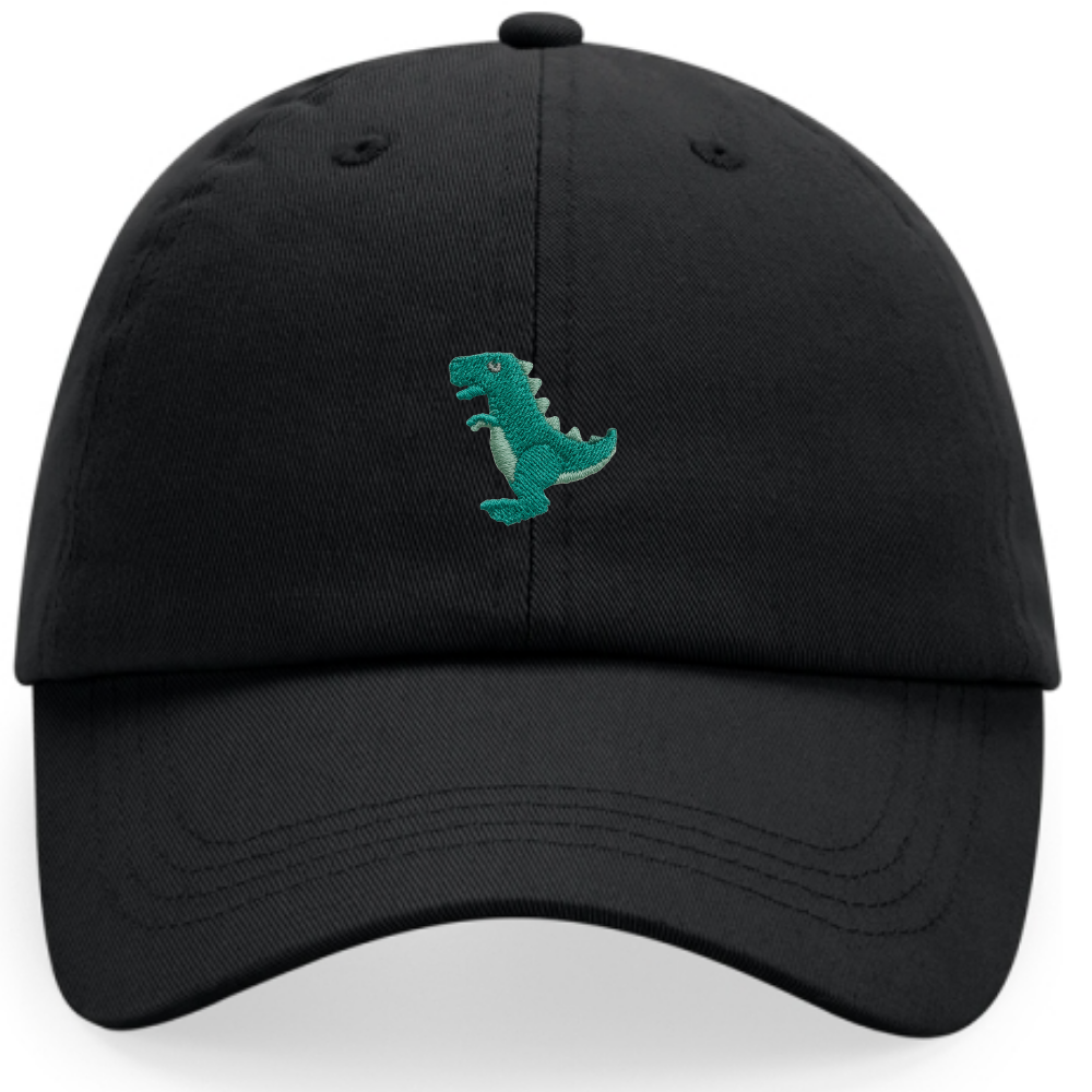 Heytoki Cap aus Bio-Baumwolle in Schwarz mit gesticktem Dinomotiv