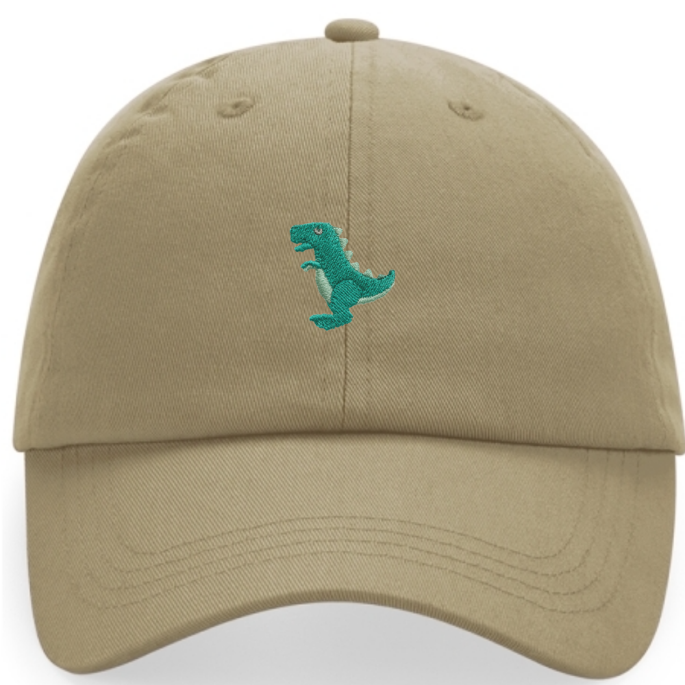 Heytoki Cap aus Bio-Baumwolle in Desert Sand mit gesticktem Dinomotiv