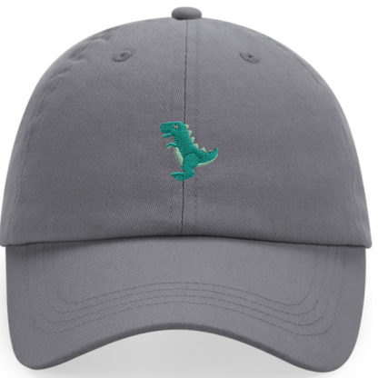 Heytoki Cap aus Bio-Baumwolle in Graphite Grey mit gesticktem Dinomotiv