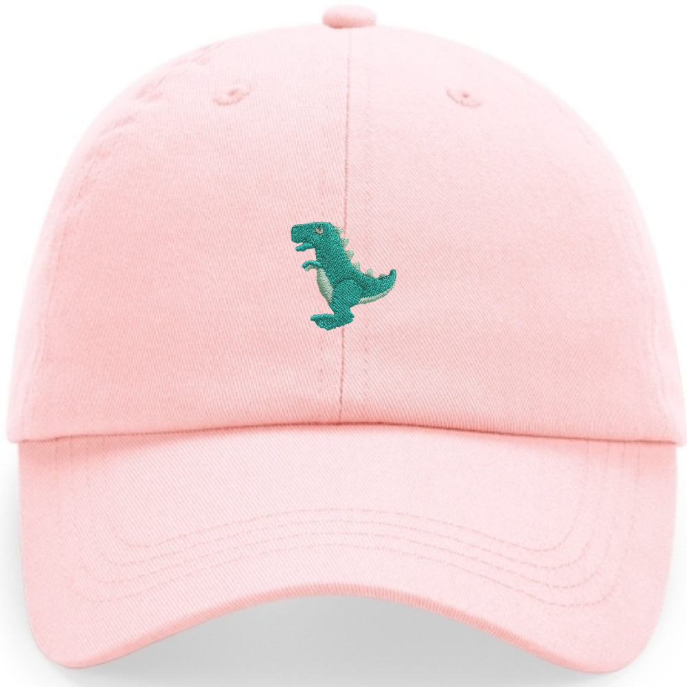 Heytoki Cap aus Bio-Baumwolle in Powder Pink mit gesticktem Dinomotiv