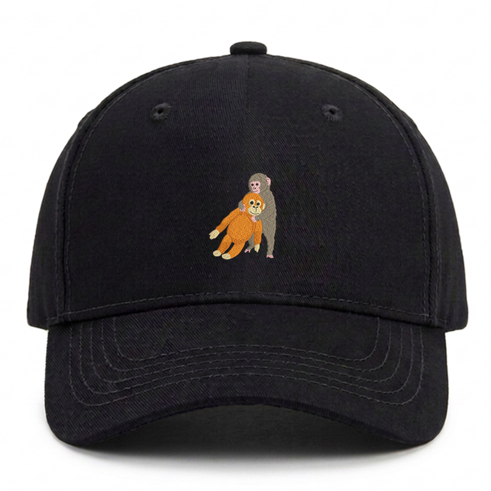 Heytoki Kinder-Cap aus Bio-Baumwolle in Schwarz mit gesticktem Affenmotiv