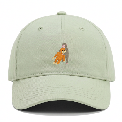 Heytoki Kinder-Cap aus Bio-Baumwolle in Pistachio (Pistaziengrün) mit gesticktem Affenmotiv