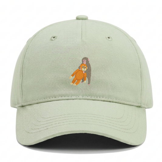 Heytoki Kinder-Cap aus Bio-Baumwolle in Pistachio (Pistaziengrün) mit gesticktem Affenmotiv