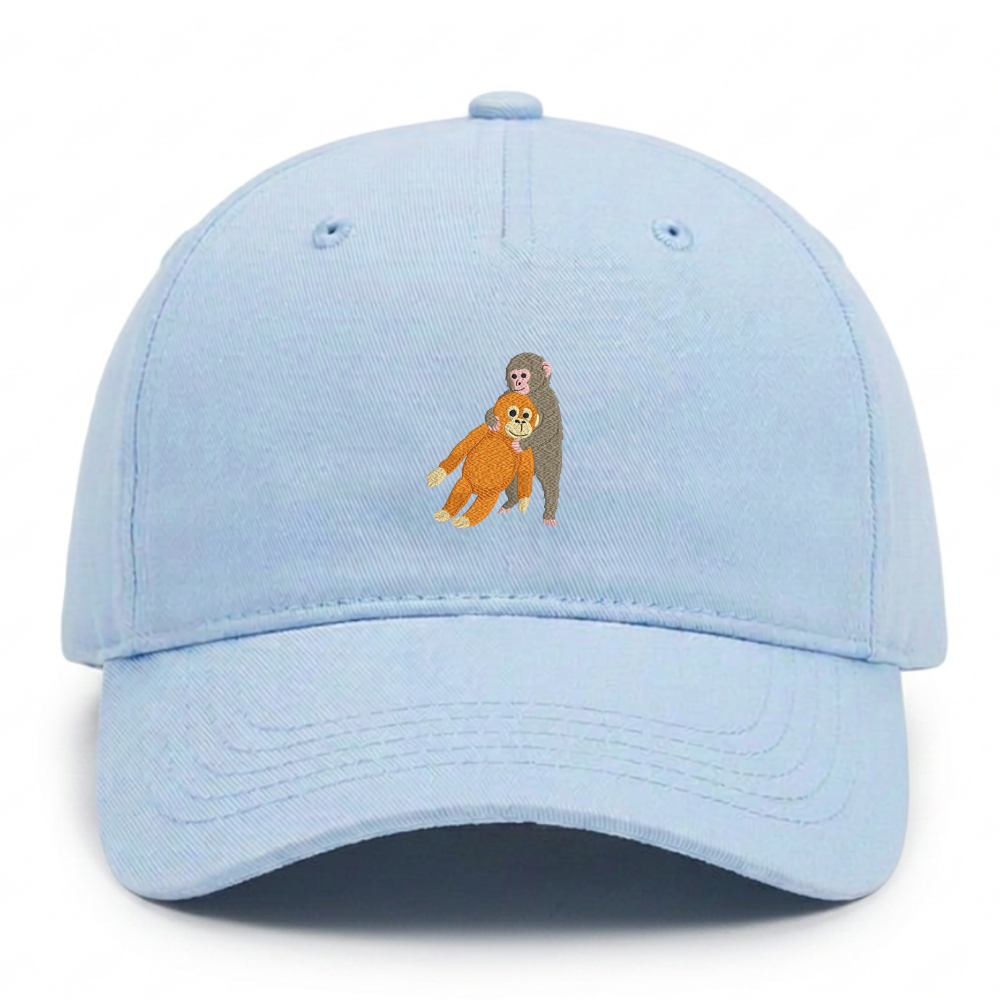 Heytoki Kinder-Cap aus Bio-Baumwolle in Powder Blue (Hellblau) mit gesticktem Affenmotiv