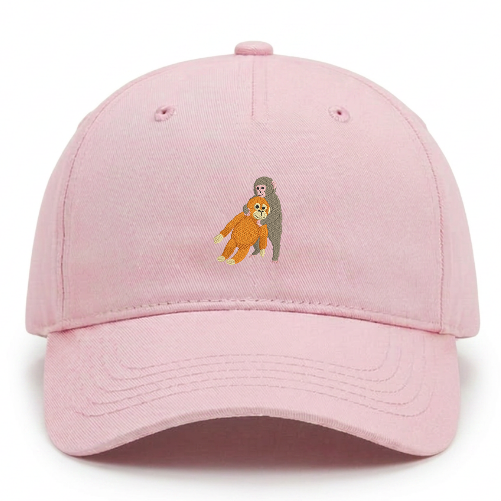 Heytoki Kinder-Cap aus Bio-Baumwolle in Powder Pink (Rosa) mit gesticktem Affenmotiv