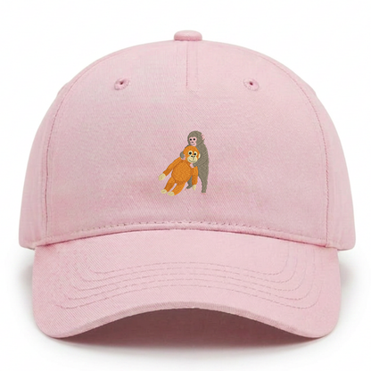 Heytoki Kinder-Cap aus Bio-Baumwolle in Powder Pink (Rosa) mit gesticktem Affenmotiv