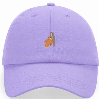 Heytoki Pastell-Cap aus Bio-Baumwolle in Lavender mit gesticktem Affenmotiv