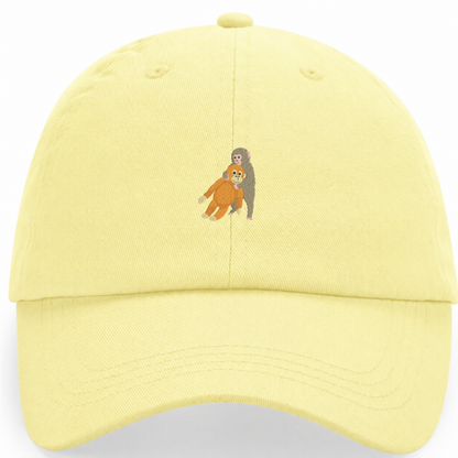 Heytoki Pastell-Cap aus Bio-Baumwolle in Pastel Lemon mit gesticktem Affenmotiv