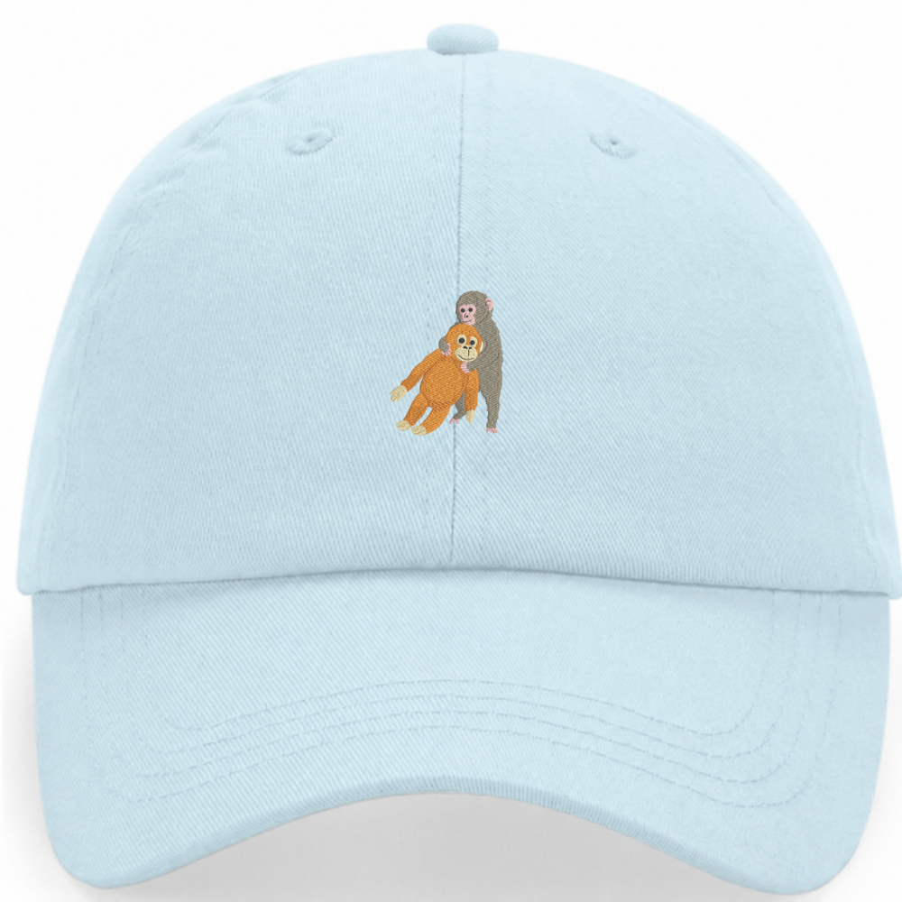 Heytoki Pastell-Cap aus Bio-Baumwolle in Powder Blue (Hellblau) mit gesticktem Affenmotiv