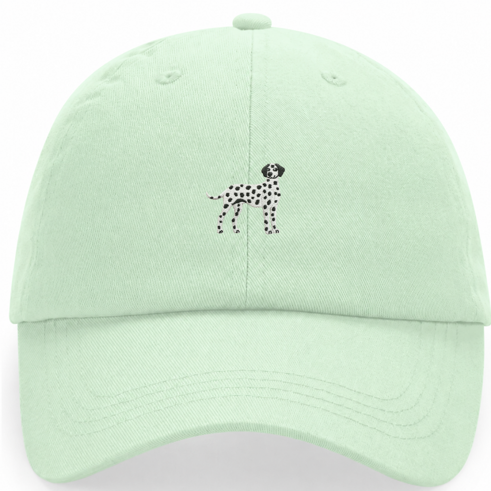 Heytoki Pastell-Cap in Pistachio (Pistaziengrün) mit gesticktem Dalmatinermotiv