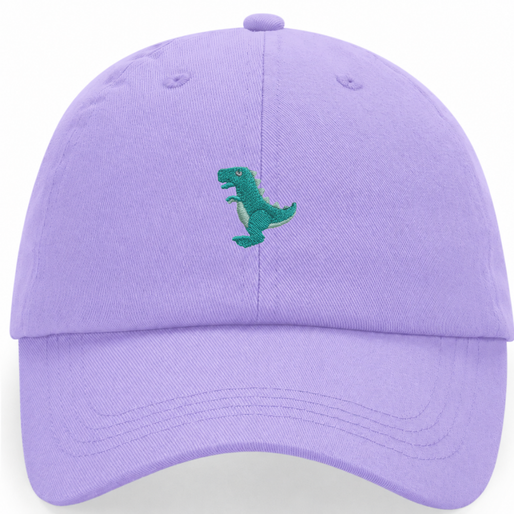 Heytoki Pastell-Cap aus Bio-Baumwolle in Lavender mit gesticktem Dinomotiv