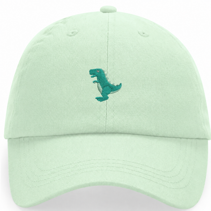 Heytoki Pastell-Cap aus Bio-Baumwolle in Pistachio (Pistaziengrün) mit gesticktem Dinomotiv