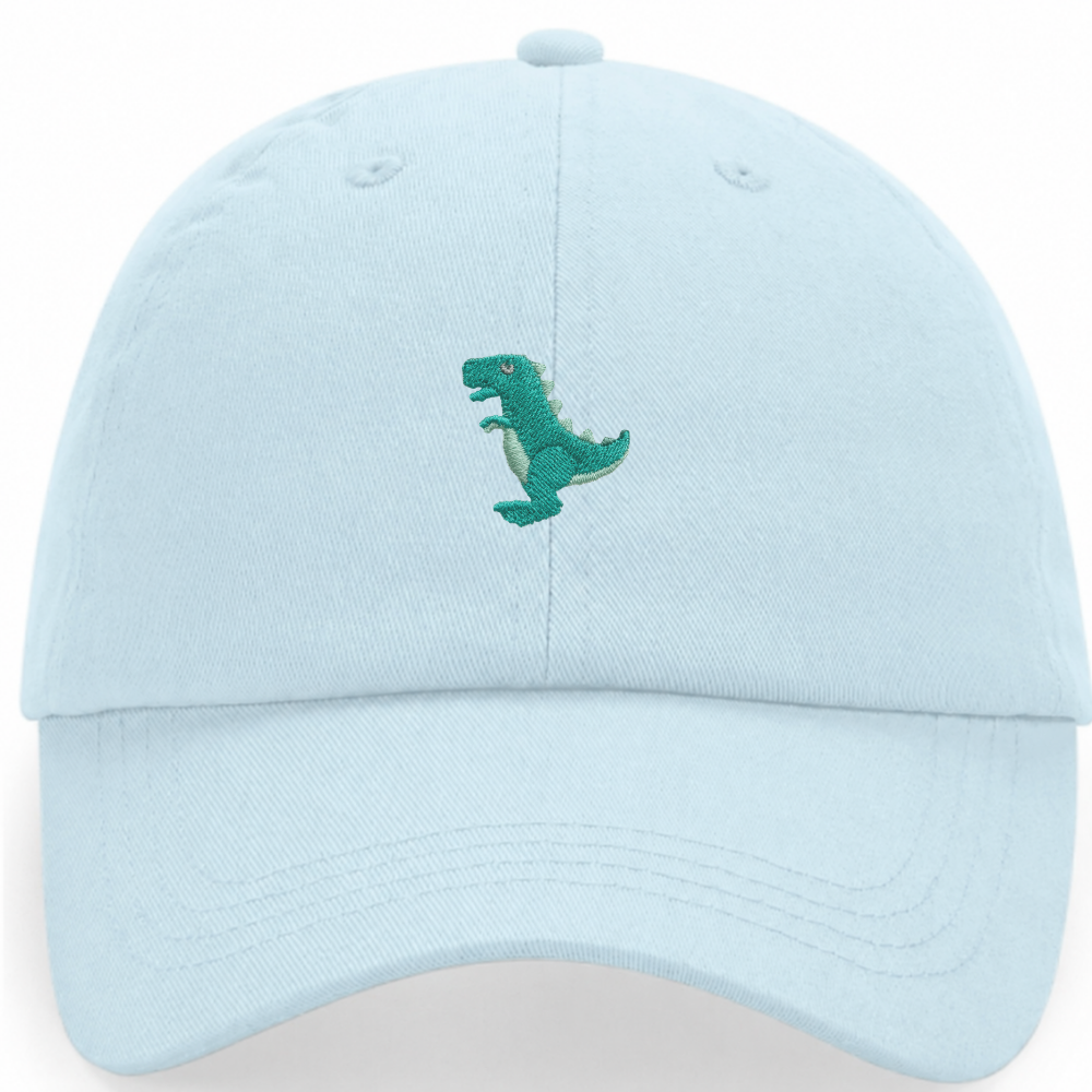 Heytoki Pastell-Cap aus Bio-Baumwolle in Powder Blue (Hellblau) mit gesticktem Dinomotiv