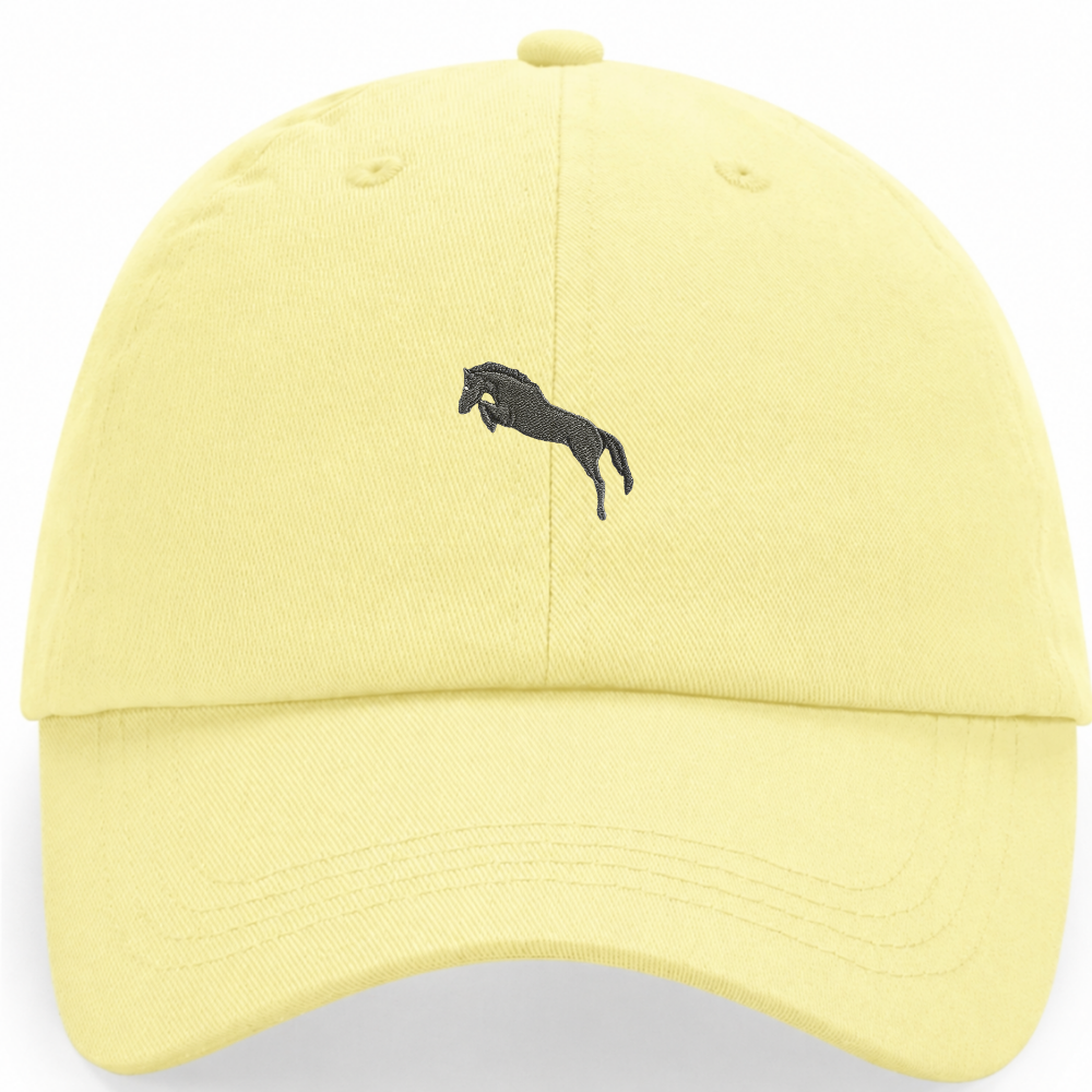 Heytoki Pastell-Cap aus Bio-Baumwolle in Pastel Lemon mit gesticktem Pferdemotiv