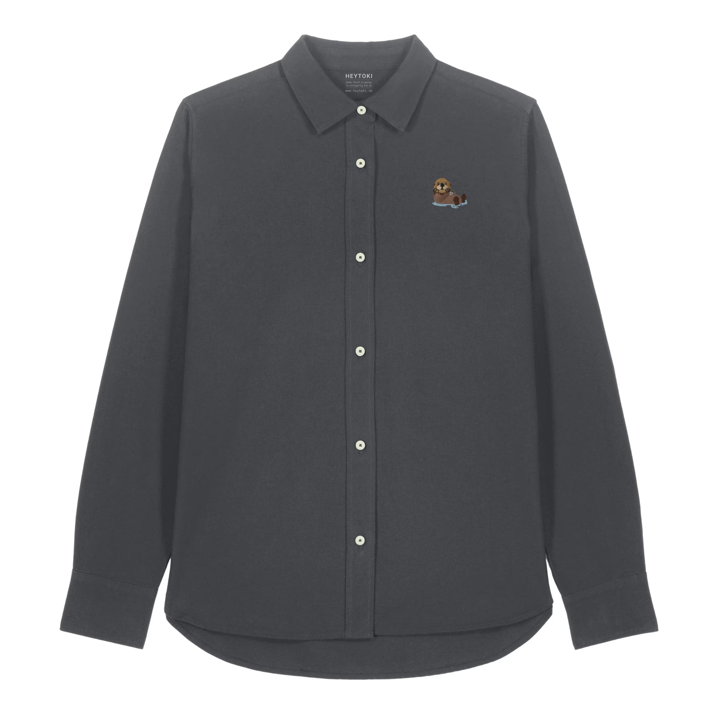 Damen Oxford Hemd mit Otter Motiv in Anthracite