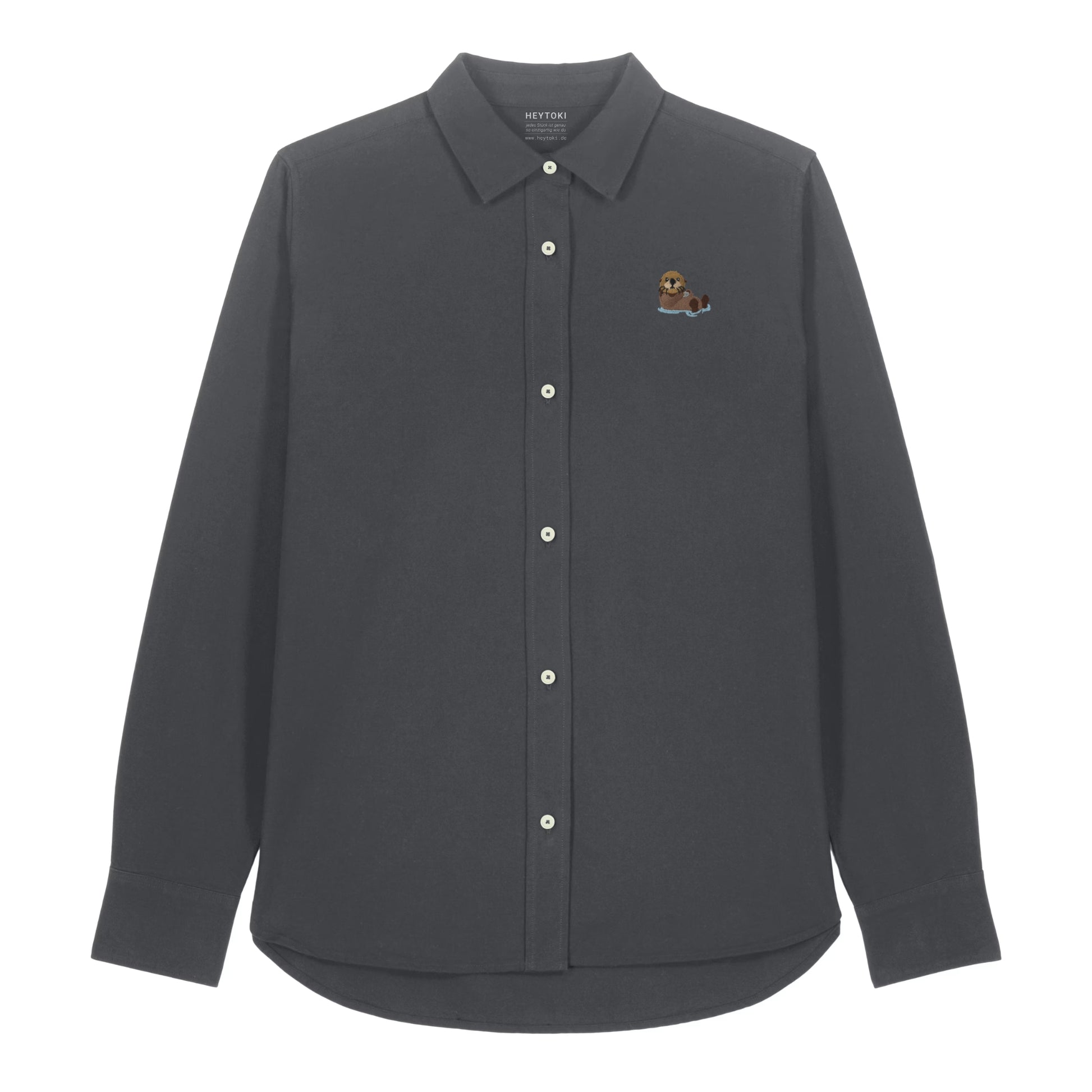 Damen Oxford Hemd mit Otter Motiv in Anthracite