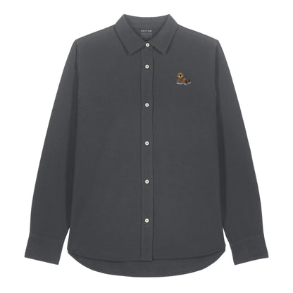Damen Oxford Hemd mit Otter Motiv in Anthracite
