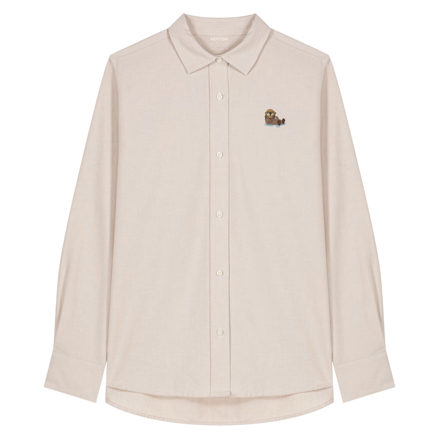 Damen Oxford Hemd mit Otter Motiv in Beige-Oxford