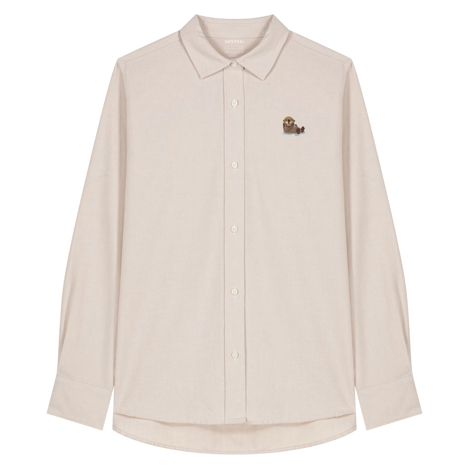 Damen Oxford Hemd mit Otter Motiv in Beige-Oxford