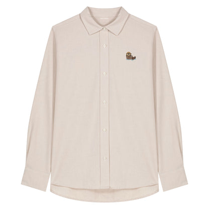 Damen Oxford Hemd mit Otter Motiv in Beige-Oxford