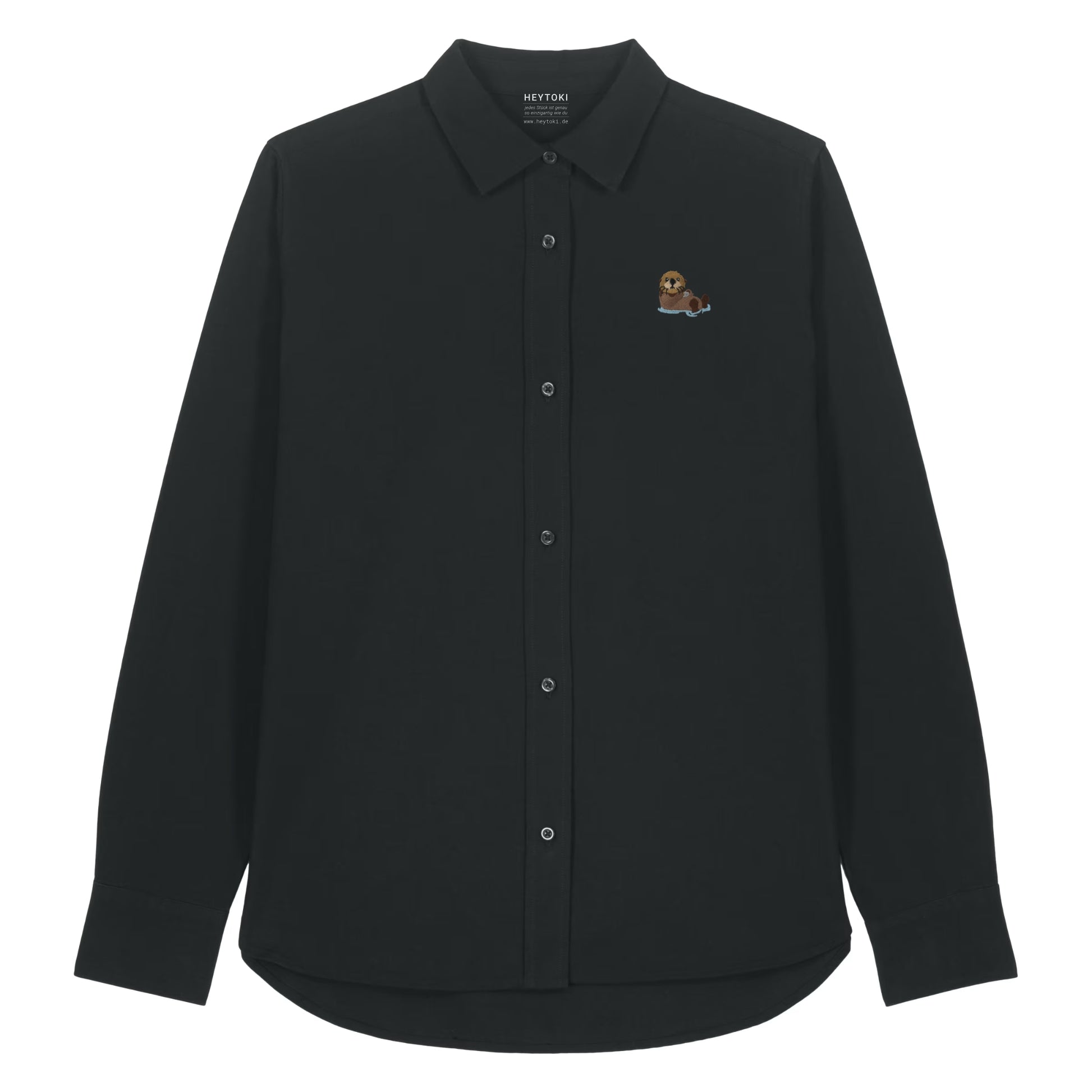 Damen Oxford Hemd mit Otter Motiv in Black