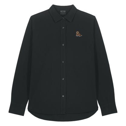 Damen Oxford Hemd mit Otter Motiv in Black