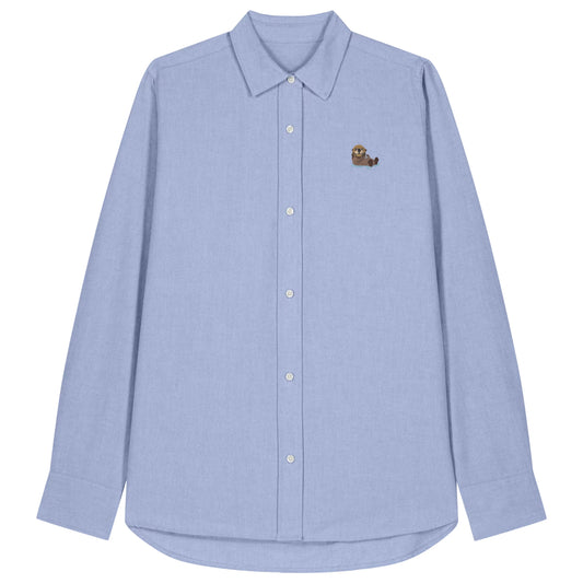 Damen Oxford Hemd mit Otter Motiv in Blue Oxford