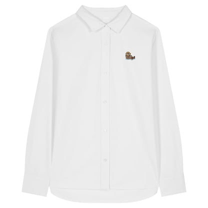Damen Oxford Hemd mit Otter Motiv in White