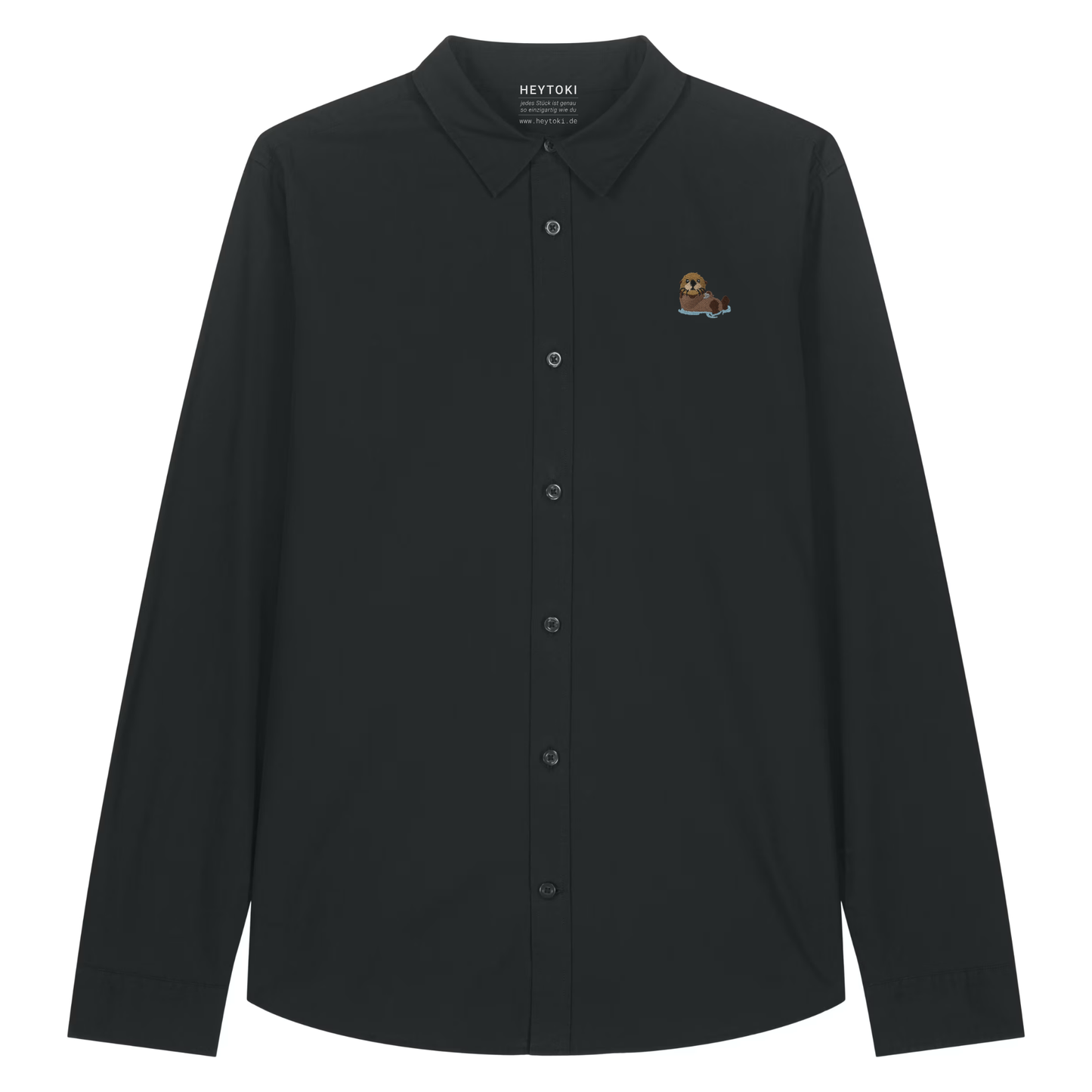 Damen Popeline Hemd mit Otter in Black