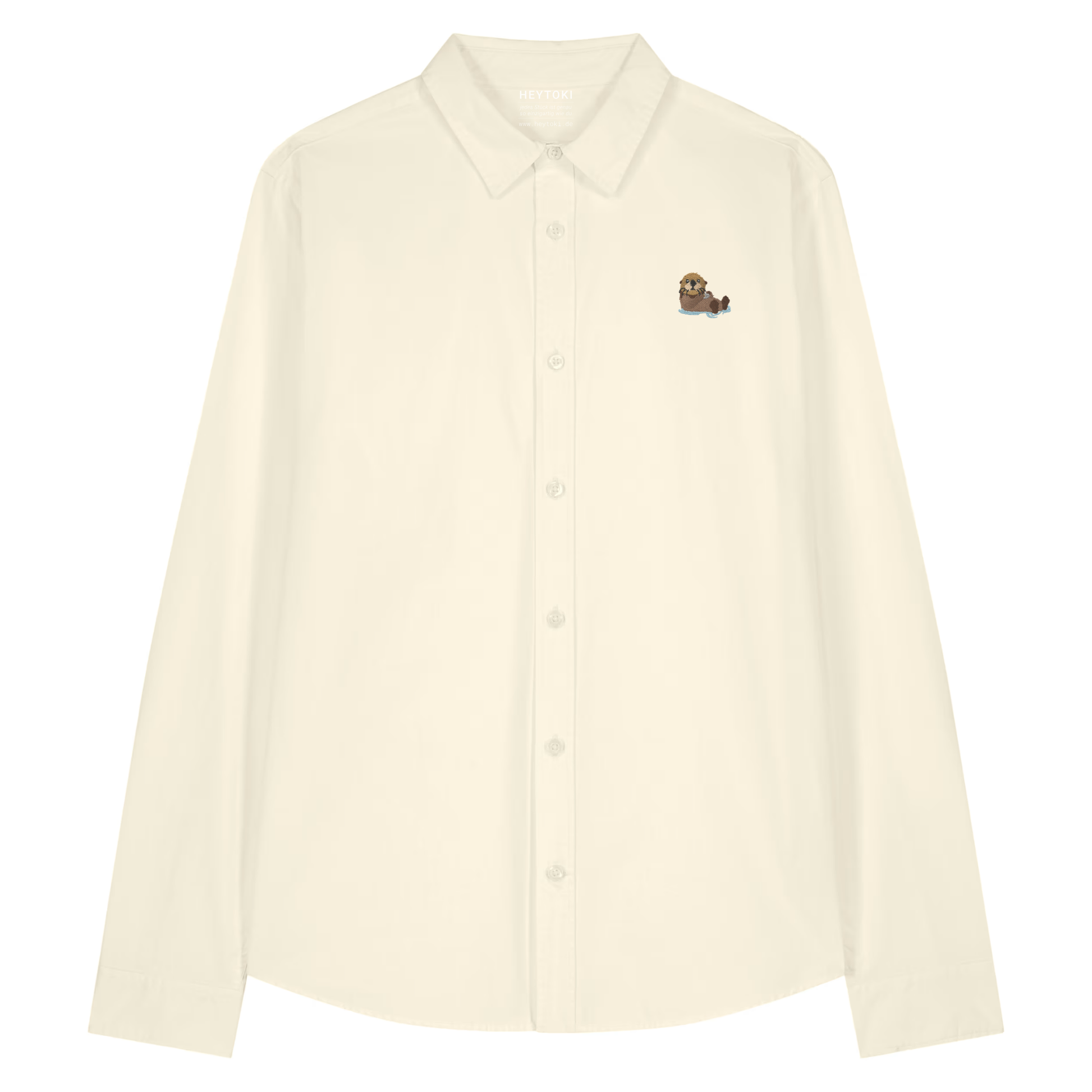 Damen Popeline Hemd mit Otter in Cream