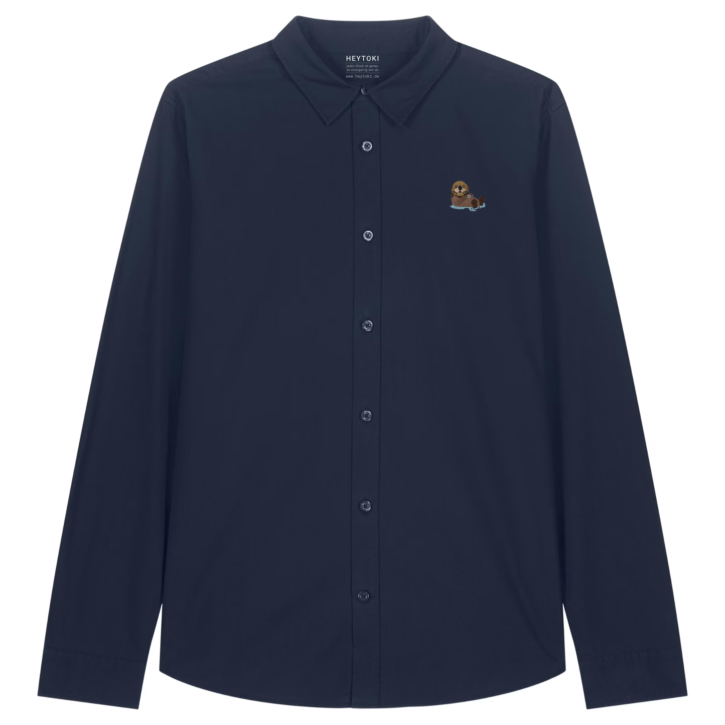 Damen Popeline Hemd mit Otter in French-Navy