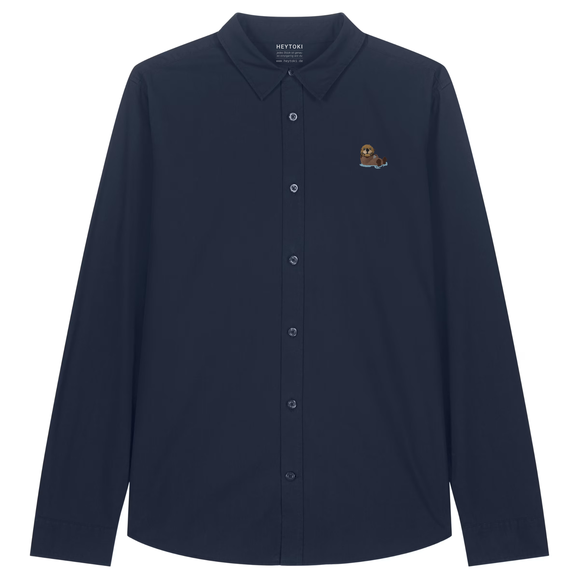 Damen Popeline Hemd mit Otter in French-Navy