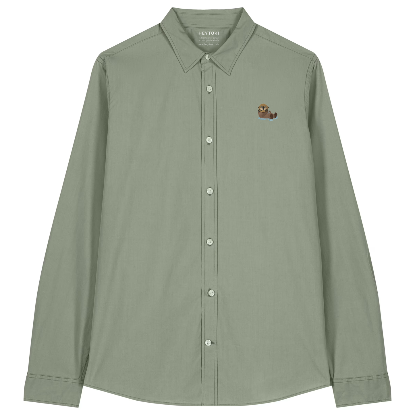 Damen Popeline Hemd mit Otter in Soft Khaki