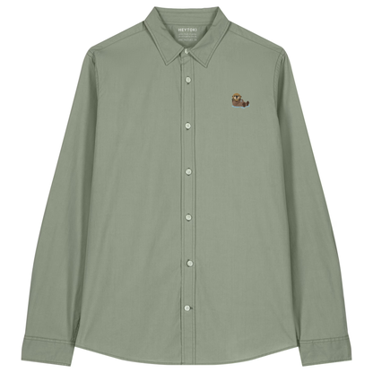 Damen Popeline Hemd mit Otter in Soft Khaki