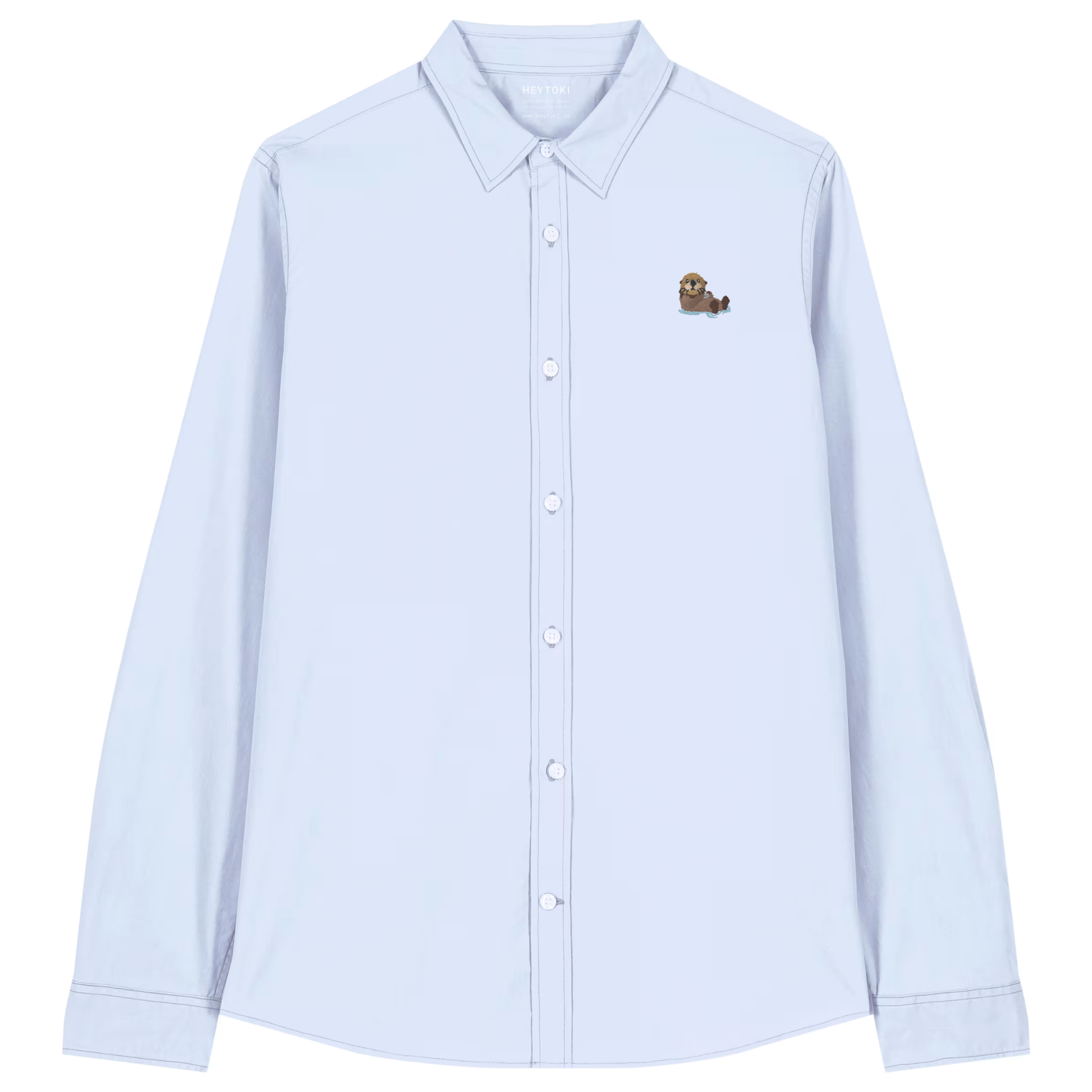 Damen Popeline Hemd mit Otter in Summer Blue