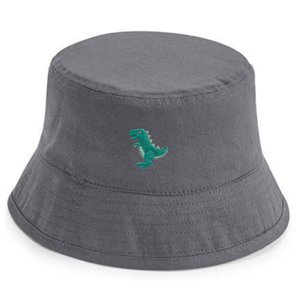 Heytoki Fischerhut aus Bio-Baumwolle in Gray mit gesticktem Dinomotiv