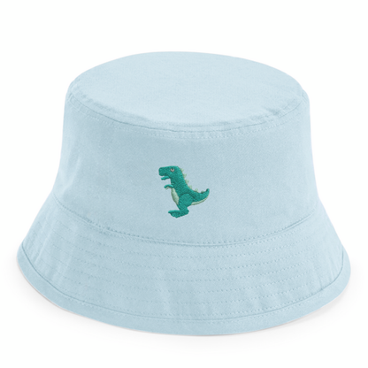 Heytoki Kinder-Fischerhut aus Bio-Baumwolle in Powder Blue (Hellblau) mit gesticktem Dinosauriermotiv