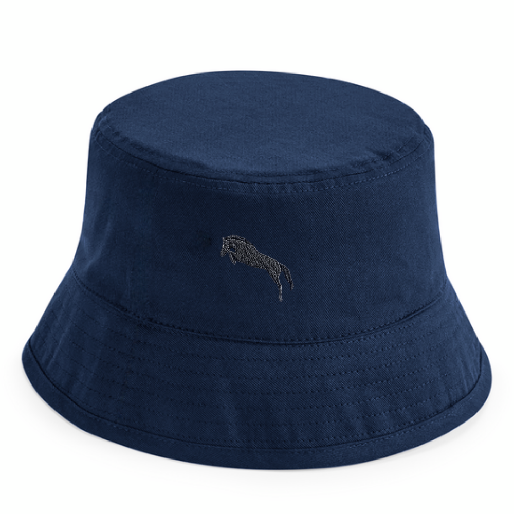 Heytoki Kinder-Fischerhut aus Bio-Baumwolle in Navy (Dunkelblau) mit gesticktem Pferdemotiv