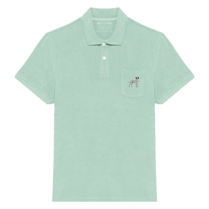 Heytoki Herren-Frottee-Poloshirt in Brook Green mit gesticktem Dalmatinermotiv