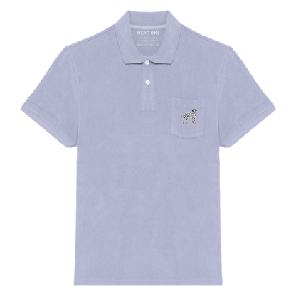 Heytoki Herren-Frottee-Poloshirt in Lavender mit gesticktem Dalmatinermotiv