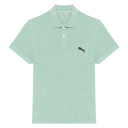 Heytoki Herren-Frottee-Poloshirt in Brook Green mit gesticktem Pferdemotiv